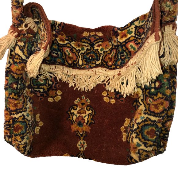Vintage Handbags - Vintage INCREDIBLE Hand Made Carpet Beggars bag MADE OF CARPET 11x17" We…
